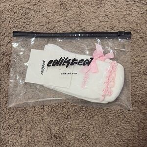Edikted White Socks with Pink Ruffle